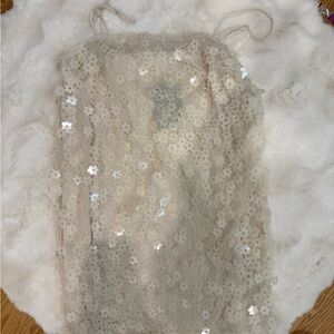 H&M Cream Sequin Midi Dress